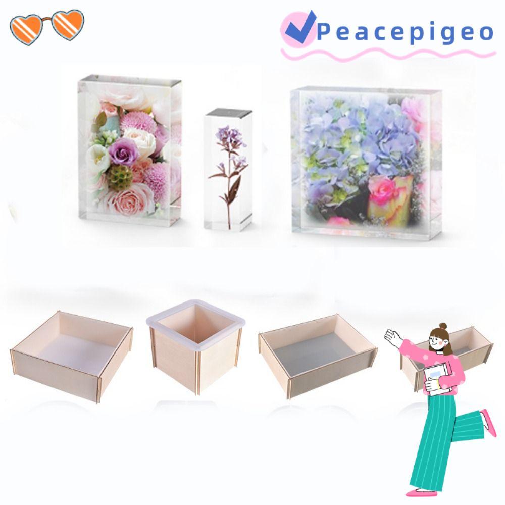 PEACEPIGEO แม่พิมพ์ซิลิโคน,อีพ็อกซี่เรซิ่นสี่เหลี่ยมผืนผ้าCuboid Cube Moulds,รักษาดอกไม้หล่อลึกDIYแมลงตัวอย่างของขวัญแต่งงาน