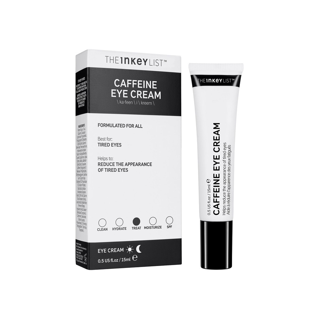 [ต้นฉบับ] The INKEY List Caffeine Eye Cream 15ml ลดอาการบวมตา Dark Circles Smooth Fine Lines น้ําหนั