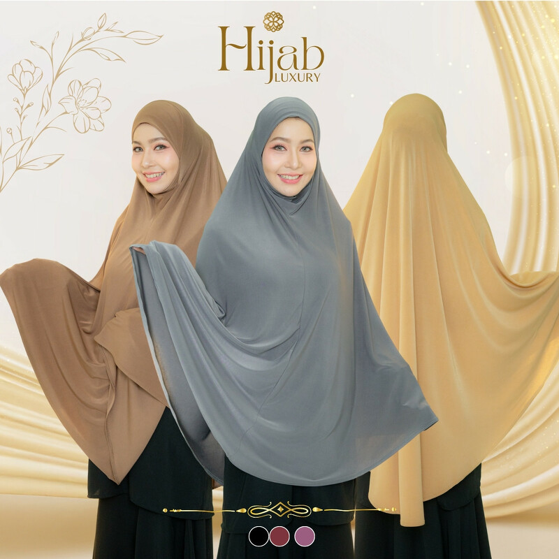 ผ้าคลุมฮิญาบแบบสวมสำเร็จหน้าสวยใส่แล้วดูดีมีเสน่ห์  HN39 รุสมีนีมุสลิม