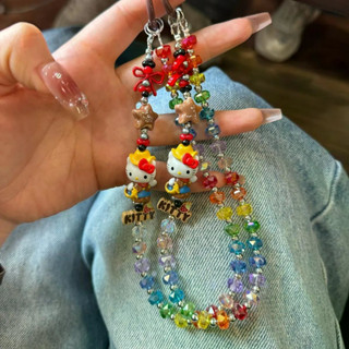 จี้โทรศัพท์มือถือน่ารักดีไซน์แมวนอกกรอบ กับคริสตัลและลูกปัดส…