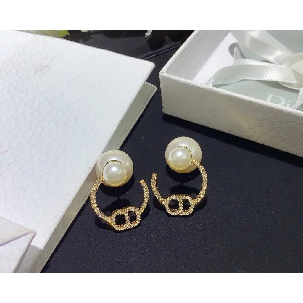 ต่างหู Dior Full Diamond Circle Hook