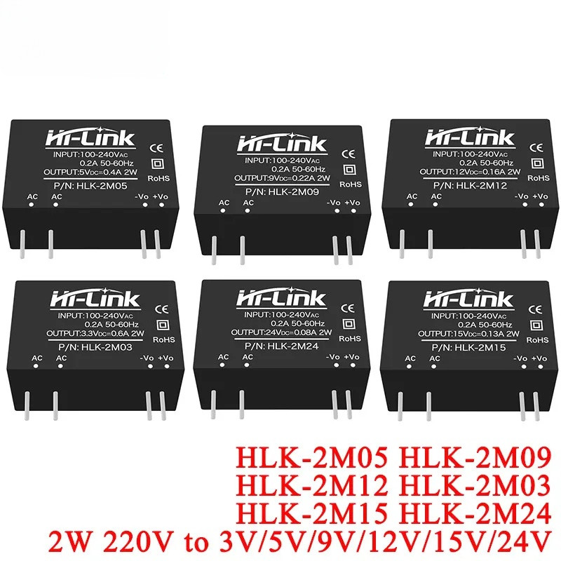 AC-DC Mini สวิทช์แยกโมดูลแหล่งจ่ายไฟ 2W 220v ถึง 3.3 V/5 V/9 V/12 V/15 V/24 V HLK-2M03 2M05 2M09 2M1