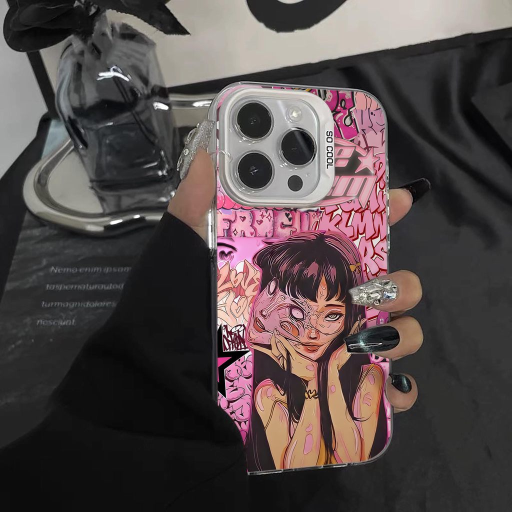 เคสไอโฟนiPhone 17 Pro Maxจุนจิ อิโตะ โทมิเอะ X ซานริโอSimple สีทึบ Frosted Electroplate เลนส์ป้องกันเคสโทรศัพท์สําหรับ iPhone 17 Pro Max 16 15 14 13 12 11 7 8 Plus X Xr Xs Max - รูปที่ 3