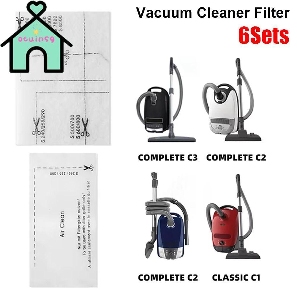 OTUINSG 6 ชุดกรองผ้าฝ้าย,แพ็ค Air Clean เครื่องดูดฝุ่น,ไอเสียกรองอะไหล่สําหรับ Miele Complete S8340 