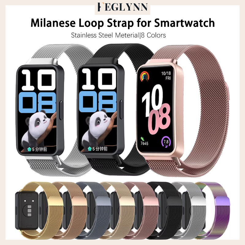 สายรัดโลหะสแตนเลสอุปกรณ์เสริมวงแม่เหล็ก for Huawei Band 10 / Huawei Band 9/Huawei Band 8/Huawei Band 10/9/8 NFC