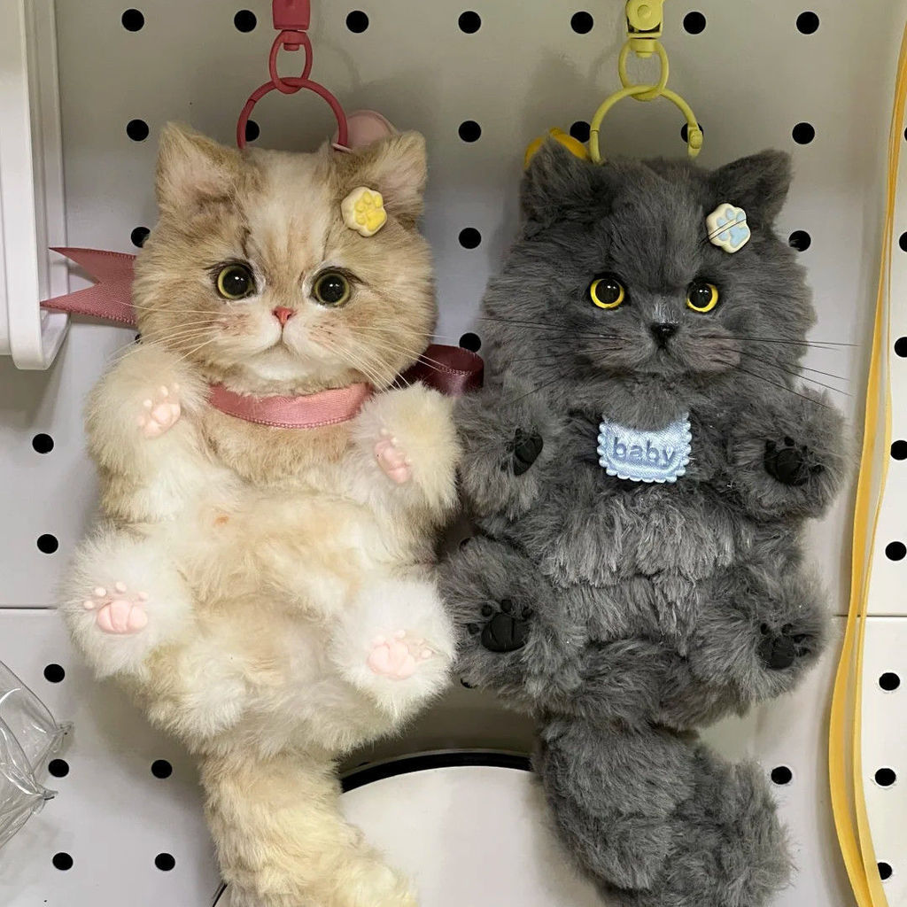 น่ารักบิดติดแมวมูลค่าสูงแฮนด์เมดทําเองวัสดุทอกระเป๋าสก์ท็อปเครื่องประดับกระเป๋าจี้สําหรับเพื่อน