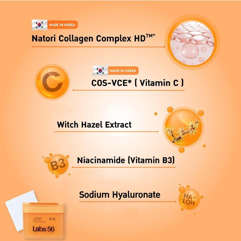 Labs56 C4(1 กระปุก 60 แผ่น)-CollaBright Toner & Mask Pad|โทนเนอร์แพดแล็ป56 สูตรผิวกระจ่างใส