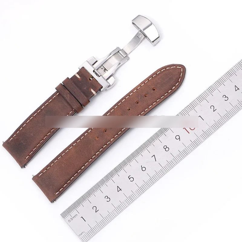 14/16/20/22/24 มม.วินเทจสายหนังแท้ Crazy Horse Cowhide Band Unisex Minimalist สายรัดข้อมือ - รูปที่ 2