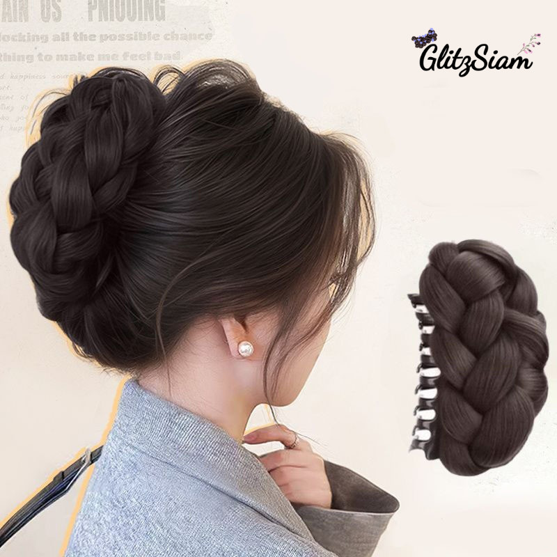 Glitzsiam💯💯กิ๊บติดผมทรงมวยสำหรับผู้หญิง; กิ๊บติดผมเปียทรงมงกุฎสูง มวยผม อุปกรณ์รวบผม วิกผมด้านหลังศีรษะ