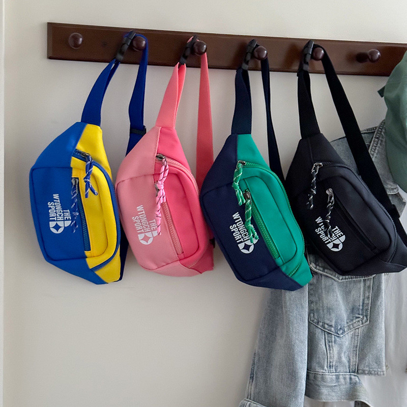 Korean Style Trendy Cool Men's and Girls' Chest Bag Western Style Letters Fashion Color Contrast Chi