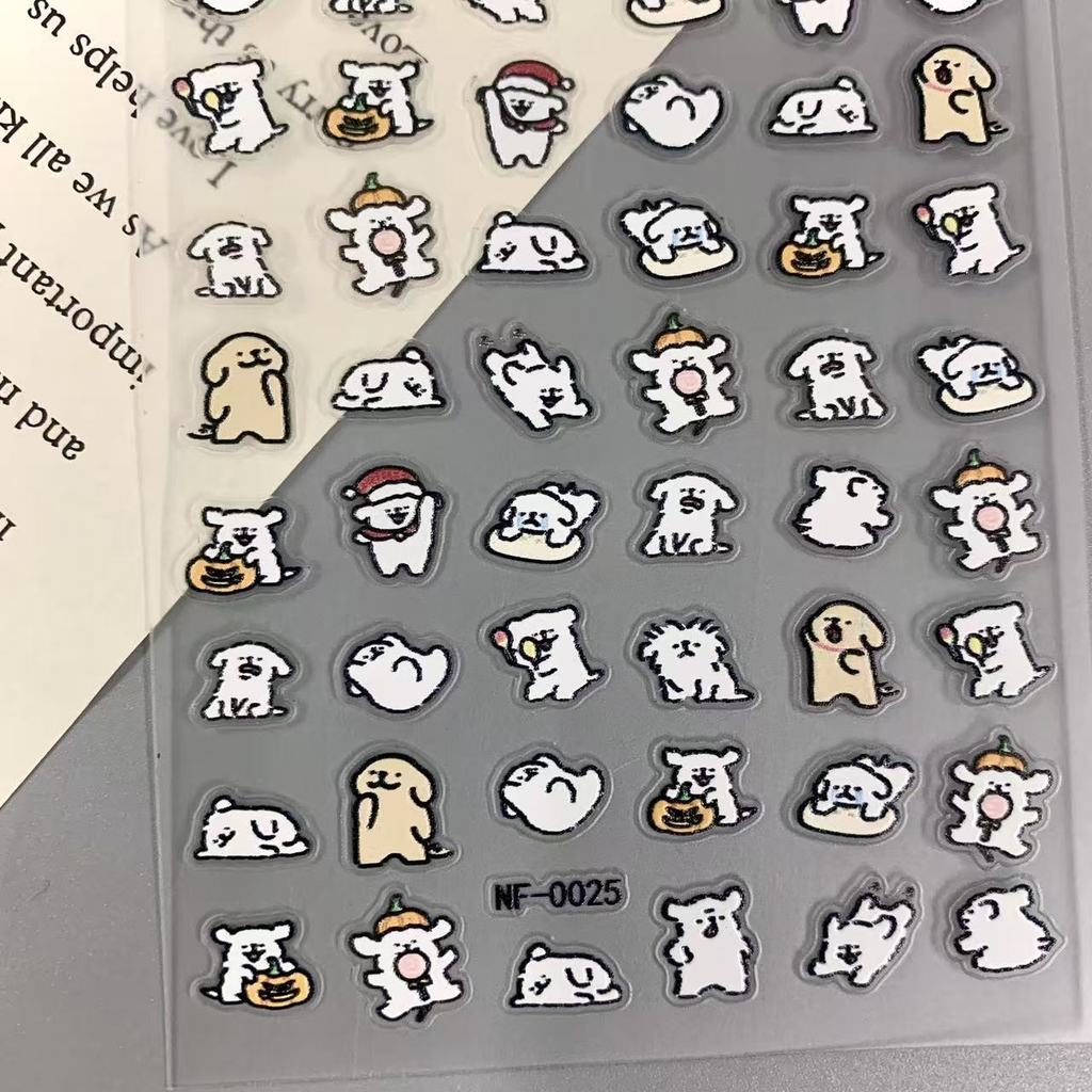 立体卡通水杯贴笔女收纳机甲贴小红书款线条小狗美甲贴纸นูนสเตอริโอการ์ตูนถ้วยน้ําวางผู้ถือปากกาวางกล้องนิ้ว bixubaodao168.my168.m