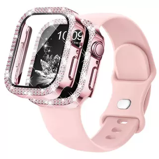 ตัวป้องกันหน้าจอกันชนเคสเพชร+สายรัดสําหรับ Apple watch series 11 10 9 8 7 6 5 4 SE
