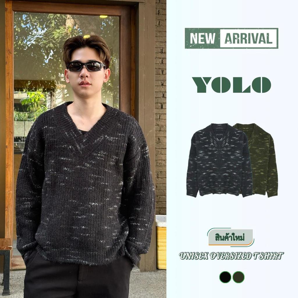 YOLO เสื้อไหมพรม OVERSIED เสื้อไหมพรมแขนยาว เหมาะสำหรับหน้าหนาว Y259821