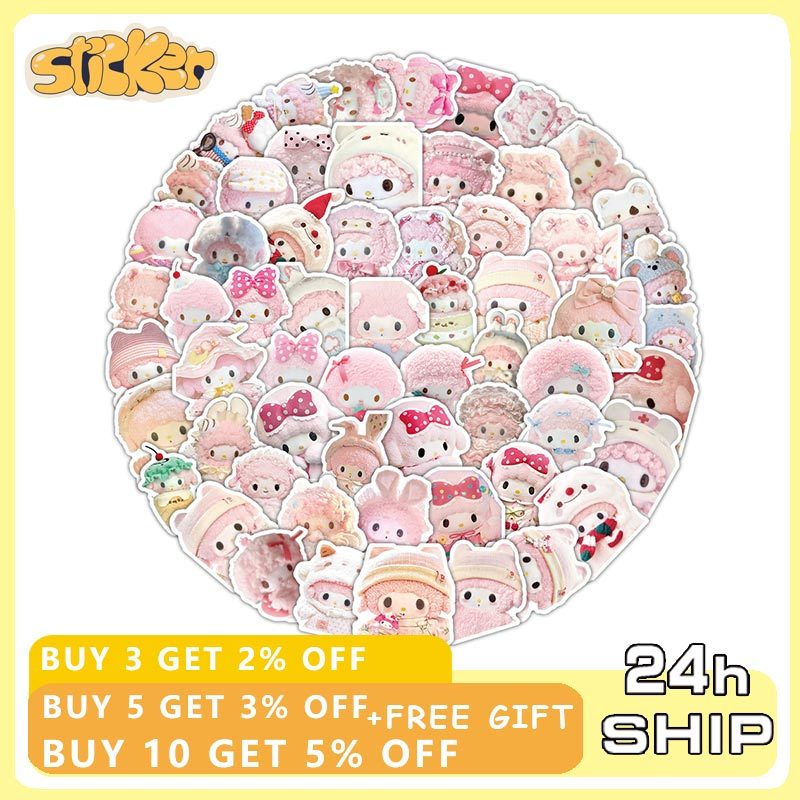 63PCS Kawaii My Sweet เปียโนสติกเกอร์ Sanrio อะนิเมะ Decal DIY กระเป๋าเดินทางกันน้ําสติกเกอร์น่ารัก