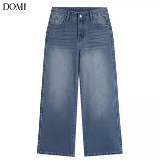 DOMI - (S-3XL) กางเกงยีนส์เอวสูง ทรงลิซ่า กระบอกใหญ่ ทรงสวย ใส่สบาย แมทง่าย ใส่ได้ทุกลุค