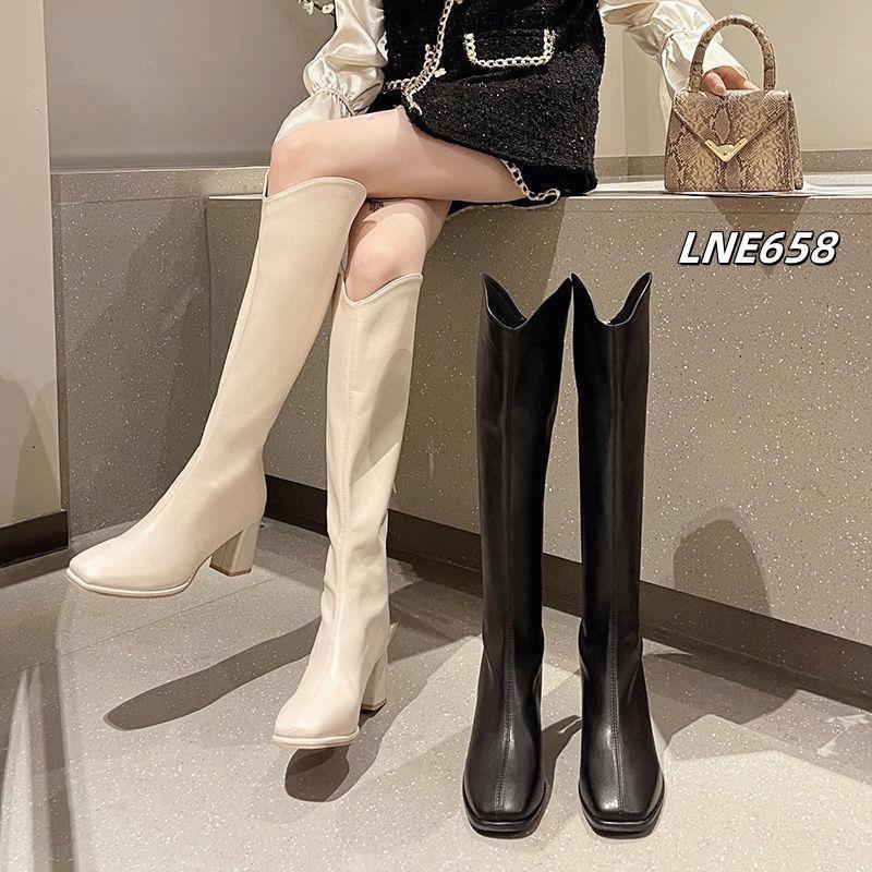 JSNB ส่งฟรี รองเท้าบูทแฟชั่น พร้อมส่ง บูทส้นสูง รองเท้าส้นสูงแฟชั่น บูทสูงฤดูหนาว LNE658