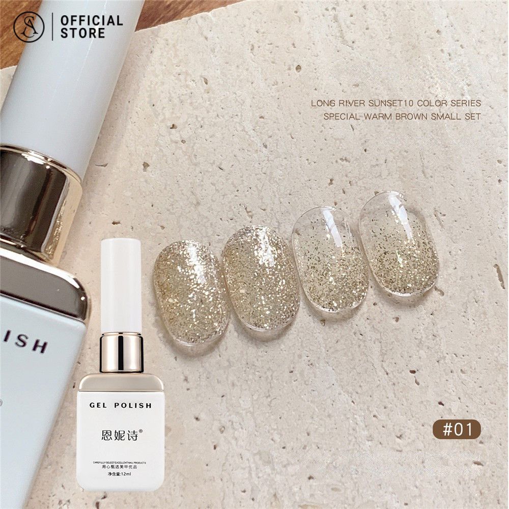 ยาทาเล็บเจล Annies Long River Sunset Series สีเจล ยาทาเล็บใหม่แฟลชลูกปัดแก้วแมวเจลเล็บ