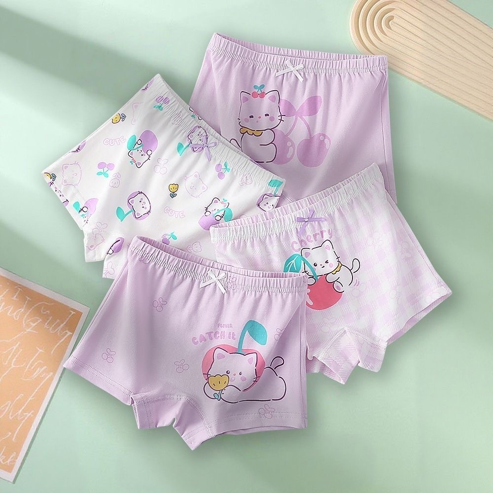 พร้อมส่งค่า กางเกงในบ็อกเซอร์ขาสั้นเด็กผู้หญิง 1แพ็ค4ตัวค่ะ ผ้าคอตตอนผสมฝ้ายค่ะ ลายการ์ตูนกระต่าย สี