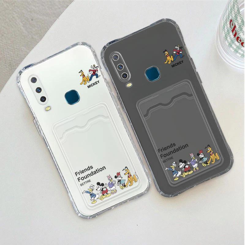 Soft Case Mickey Friends Card Slot ATM ID สําหรับ Vivo Y100 Y200E Y72 5G Y36 Y27 T3 Y17S Y02s 4G Y16