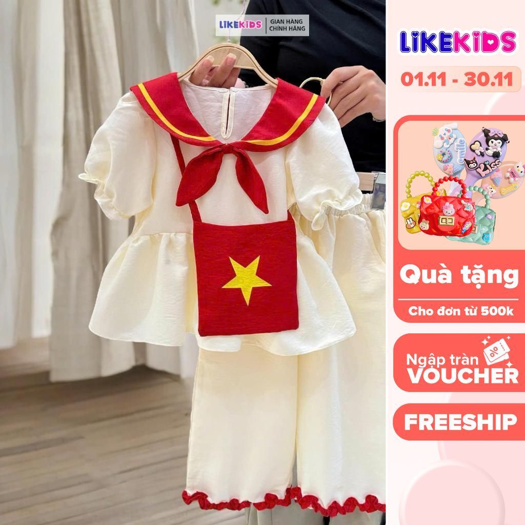 SET เสื้อผ้าเด็กผู้หญิงลาย YELLOW STAR (FREE STAR BAG) LikeKids E88