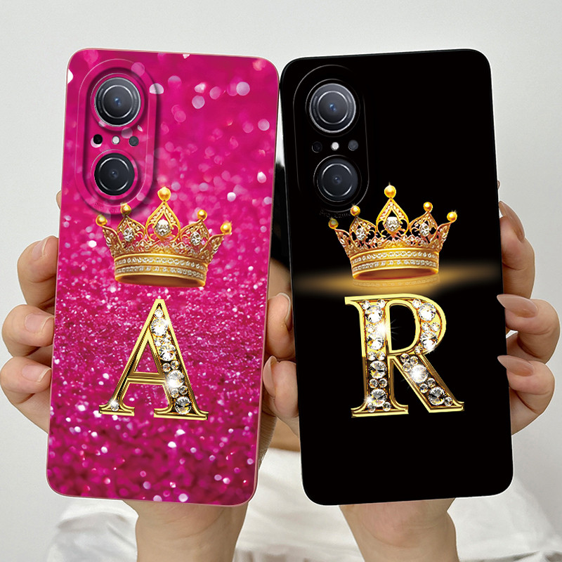 สําหรับ Huawei Nova 9 SE แฟชั่นมงกุฎจดหมายเริ่มต้นคู่เคสโทรศัพท์ Nova 9 SE JLN-LX1 JLN-LX3 ซิลิโคนนุ