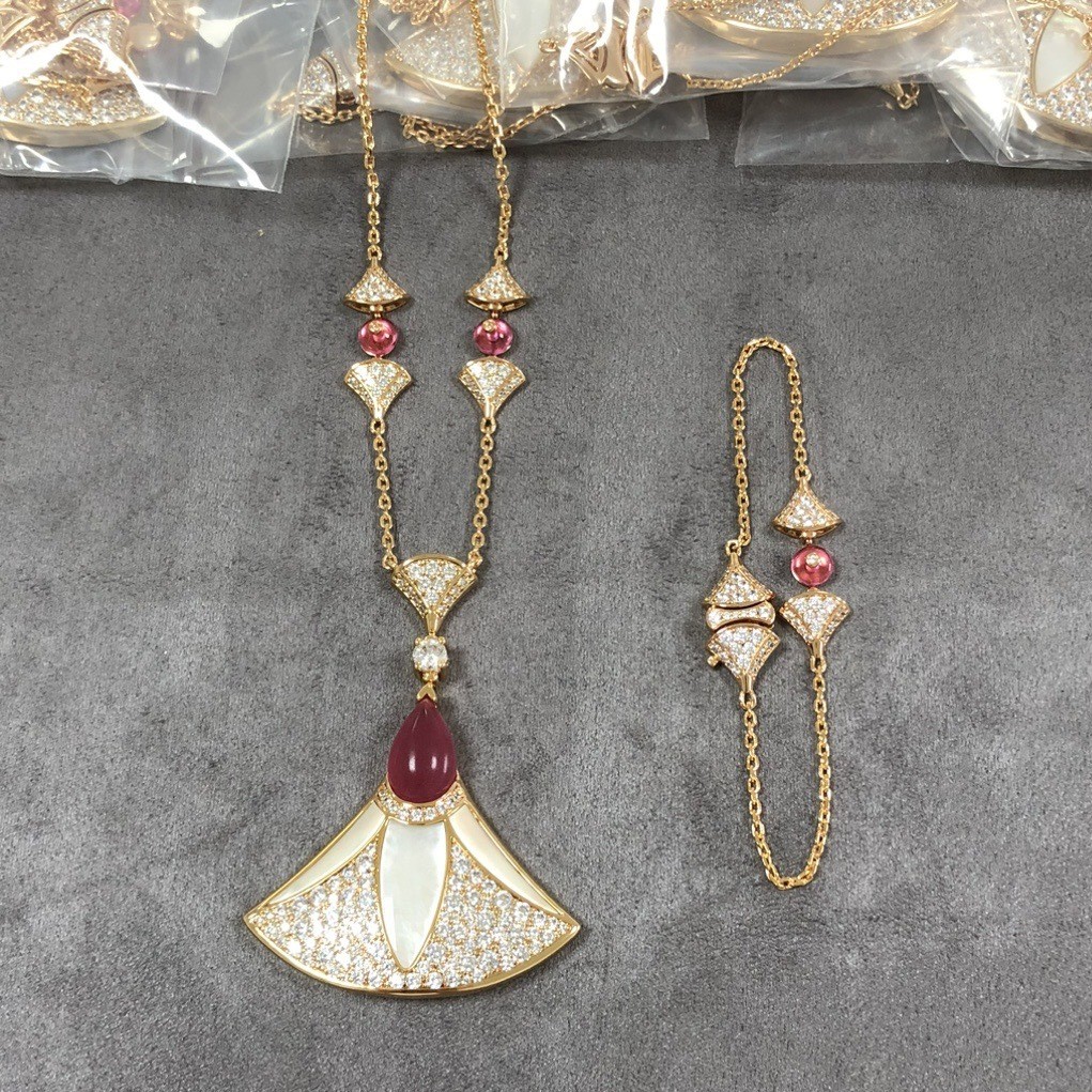 สร้อยคอมุกเพชรเต็มวงพร้อมแหวนแฟชั่น ดีไซน์ใหม่ สไตล์หรูจากโลหะคุณภาพสูง DM2J