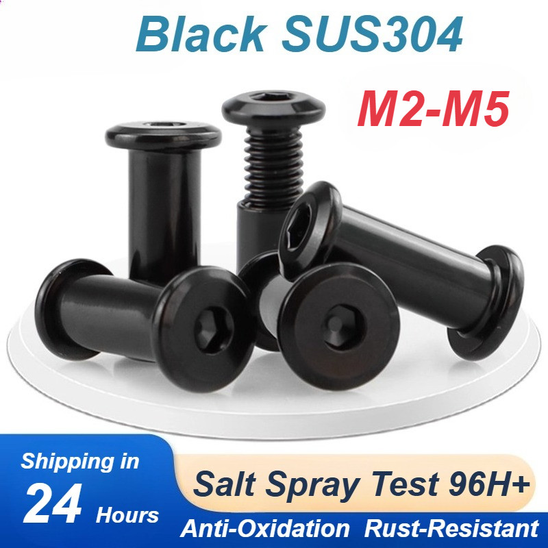 [XM] 304 สแตนเลสสีดําหญิงคู่ล็อคสกรูอ่อนนุชM2-M5 Chamferedหกเหลี่ยมซ็อกเก็ตล็อคสกรูSplint Nut Butt Rivets