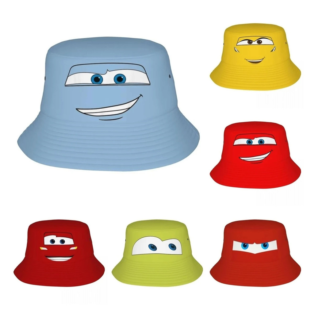 Custom ฤดูร้อน Bob Caps Lightning Mcqueen Croc Pixar Cars สําหรับหมวกชาวประมง Unisex ย้อนกลับหมวกผ้า