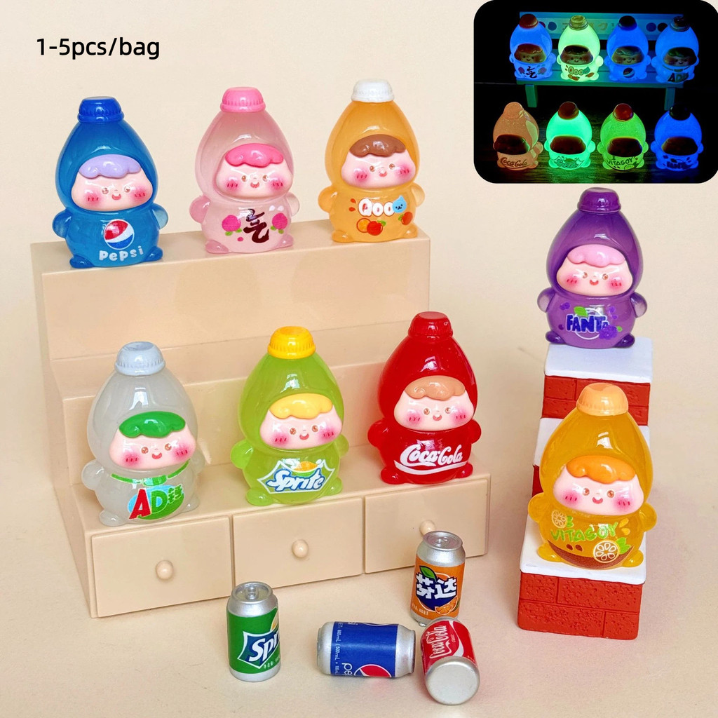 [1-5pcs/bag]Luminous Ton Cub น้ําผลไม้โซดา เครื่องประดับเรซิ่นสไตล์การ์ตูน พร้อมอุปกรณ์ DIY สไตล์ใหม่