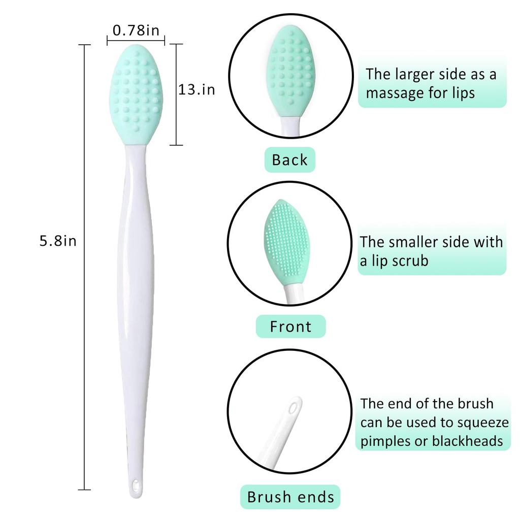 5Pcs Retractable Lip Brush and Lip Scrub Exfoliator Brush Set, Silicone Lip Brush Tool Double-Sided 