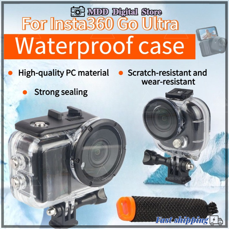 เคสกันน้ําสําหรับ Insta360 Go Ultra Underwater 50M/30M การป้องกันเปลือกดําน้ําที่มองไม่เห็นพร้อมก้านพยุงตัว