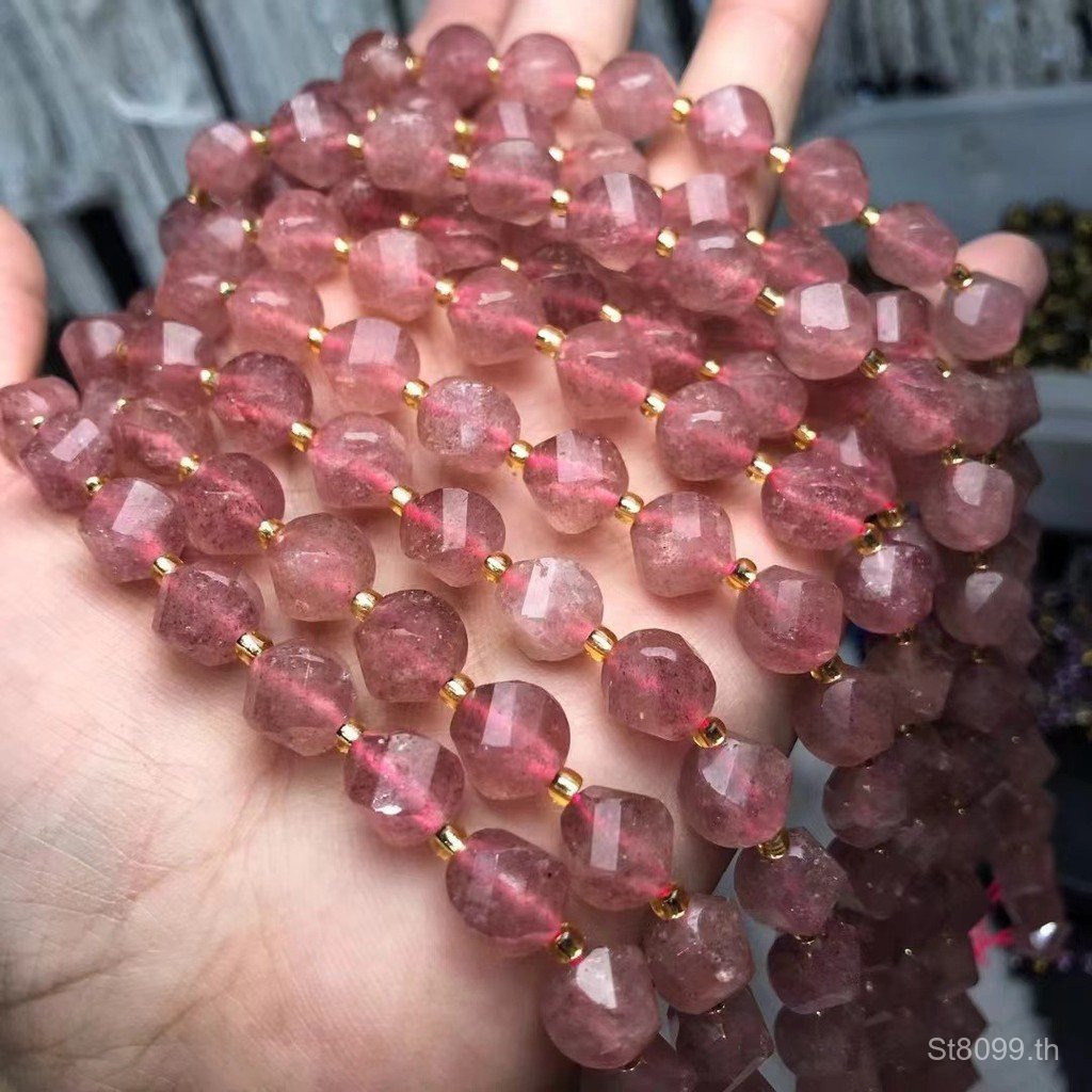 Faceted สตรอเบอร์รี่คริสตัลสร้อยข้อมือฟักทองเครื่องประดับ DIY ธรรมชาติอุปกรณ์เสริม Handmade กึ่งสําเ