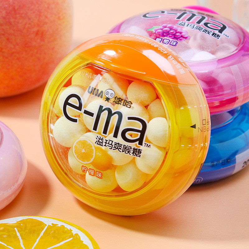 Yoha Taste Candy e-ma Throat Candy g Mint หมากฝรั่งมะนาวองุ่นวิตามินซีคอขนมขนม251105