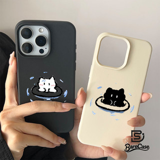 เคสโทรศัพท์หนังลายคู่รักลูกแมวสีดำและสีขาว เคส IPhone 13 16 11 15 14 12 Pro Max 17 16 14 15 8 7 Plus XR X XS Max SE