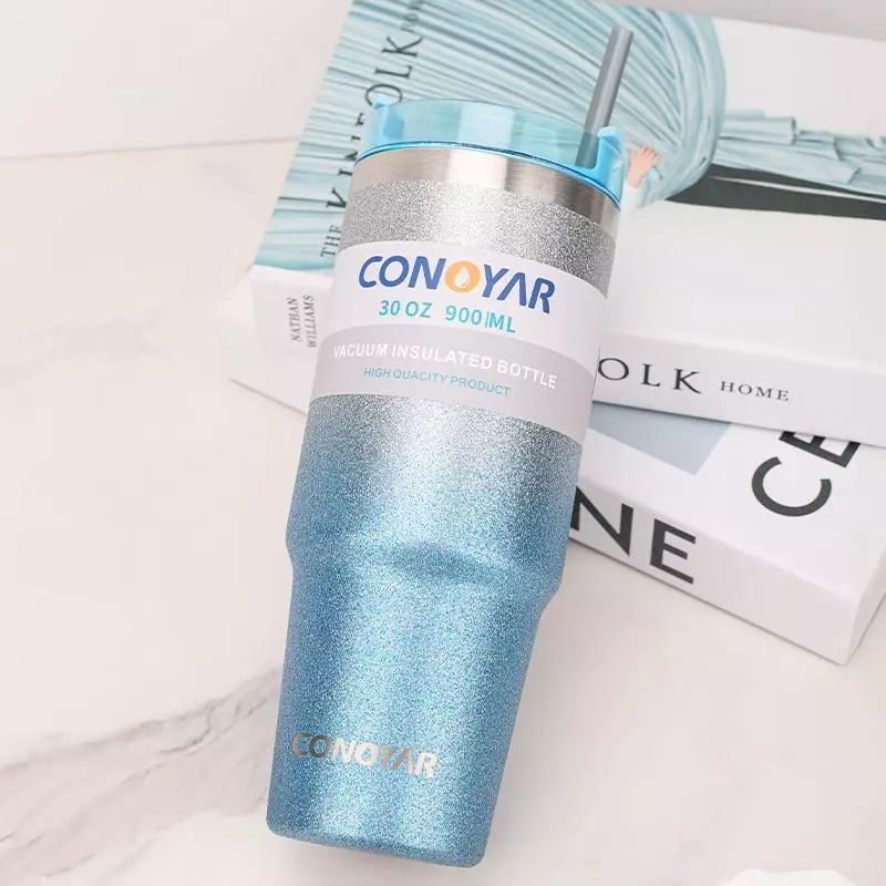 [ซื้อ 1 แถม 1] CONOYAR แก้วเก็บความเย็น สแตนเลสแท้ 304 รับประกันไอน้ำไม่เกาะแก้ว 30ออนซ์ กระติกน้ำในรถ T01291 thumbnail 5