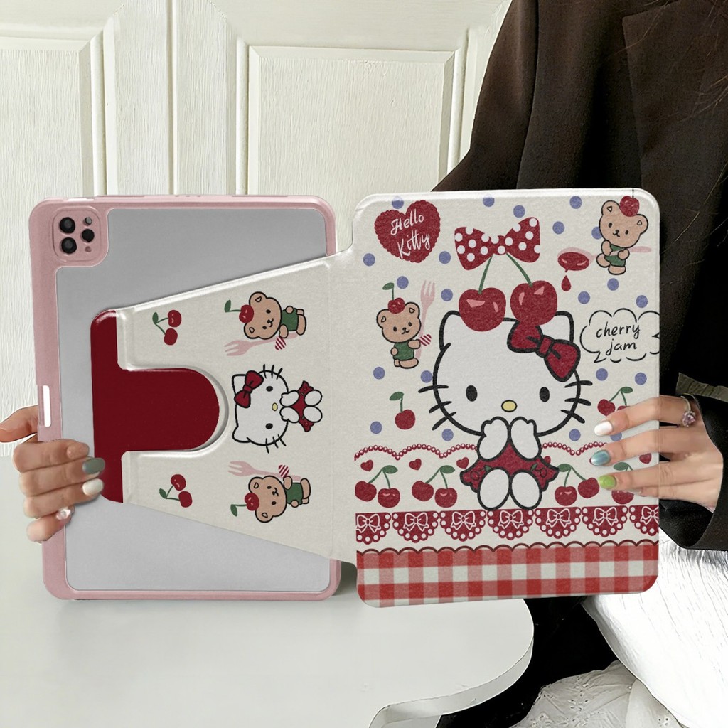 น่ารัก hello Kitty การ์ตูนสําหรับ 2025 OPPO Pad 3 Matte ใหม่ Oppo Pad SE 11 นิ้ว OPD2417,OPPO Pad Neo 11.4 Pad3 11.161 หมุนอะคริลิคพร้อมช่องเสียบปากกา