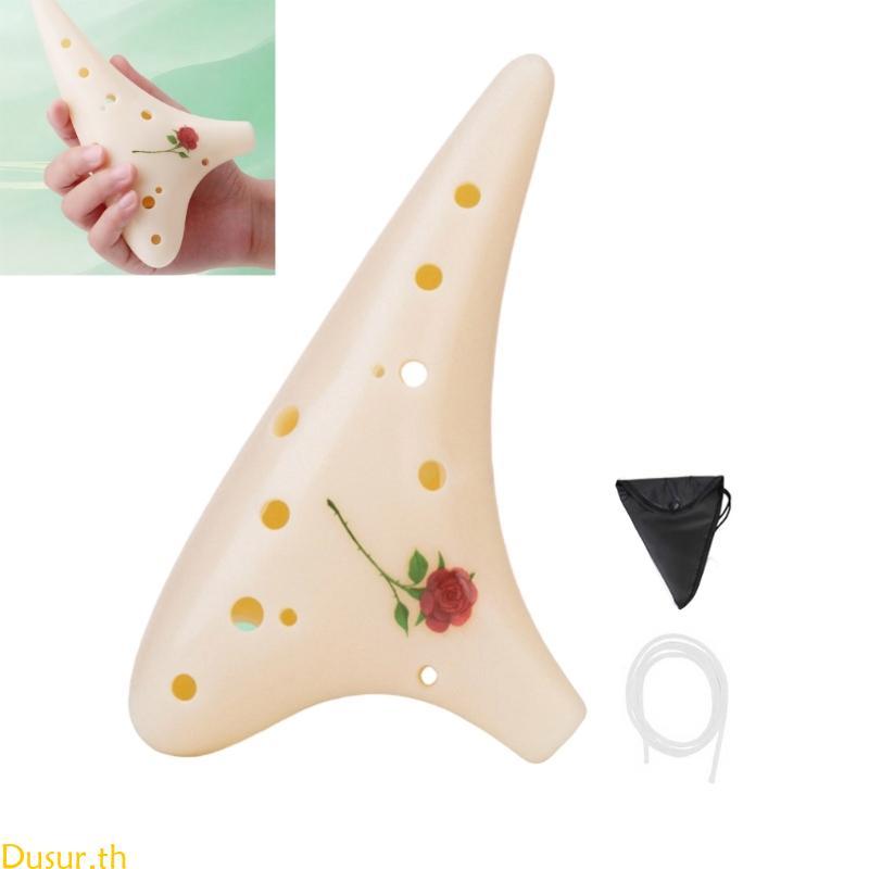 Dusur Compact Resin Ocarina 12 Hole Instrument Crisp Acoustics สําหรับการเดินทางและอคคาซีน