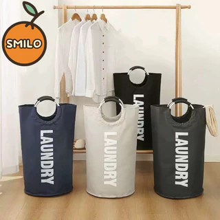 SMILO ตระกร้าผ้า ตะกร้าผ้า มีหูจับ กันน้ํา ใส่เสื้อผ้าได้หลายชิ้น ขนาดใหญ่พิเศษ