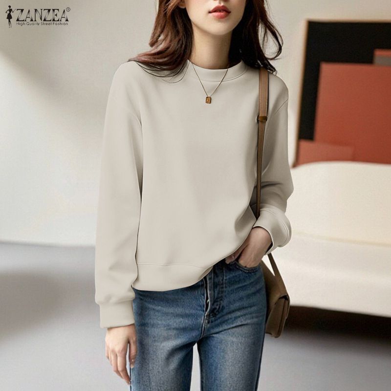 ZANZEA ฮู้ดี้สไตล์เกาหลีสำหรับผู้หญิง ออกแบบมาเพื่อการเดินทาง มีแขนยาว — صورة 6