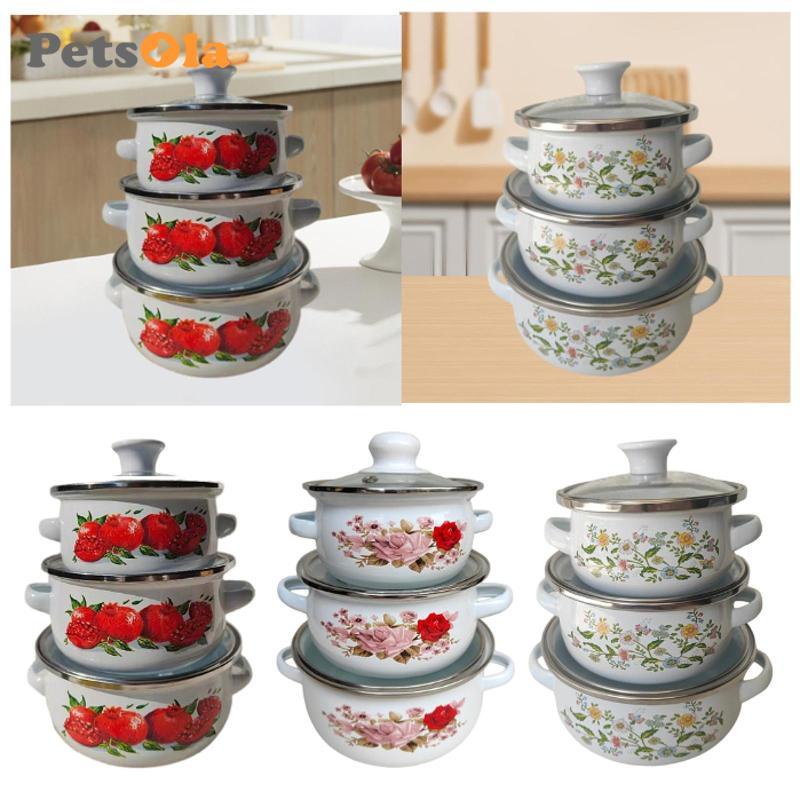 [Koolsoo2] 3 ชิ้นแบรนด์ ENAMELPOT พร้อม POSS PORTABLE POSTS FLATS POSS POT ENAMEL POT