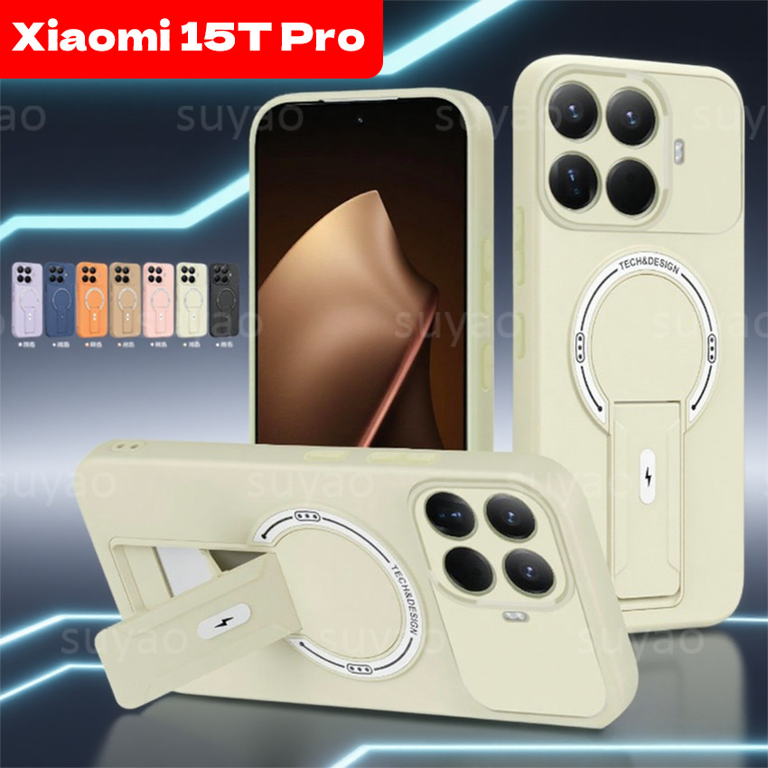 สําหรับ Xiaomi 15T Pro 15TPro 2025 สีลูกกวาดคาร์บอนไฟเบอร์ผู้ถือแม่เหล็กเคสโทรศัพท์ปลอก Xiaomi15TPro Xiaomi15T Mi เกราะกันกระแทกป้องกันปกหลัง