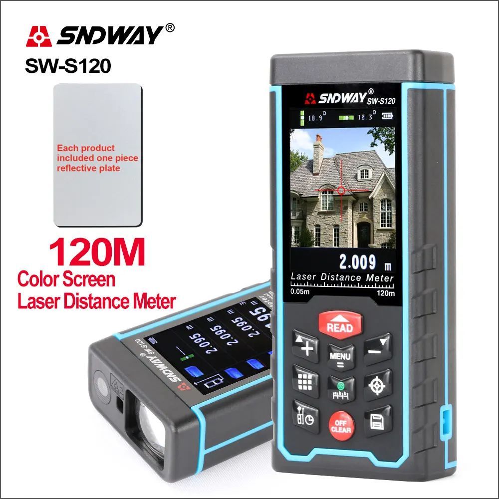 SNDWAY เครื่องวัดระยะเลเซอร์ดิจิตอลกล้อง USB ชาร์จแบบพกพาหน้าจอที่มีสีสัน Range Finder Range Range R