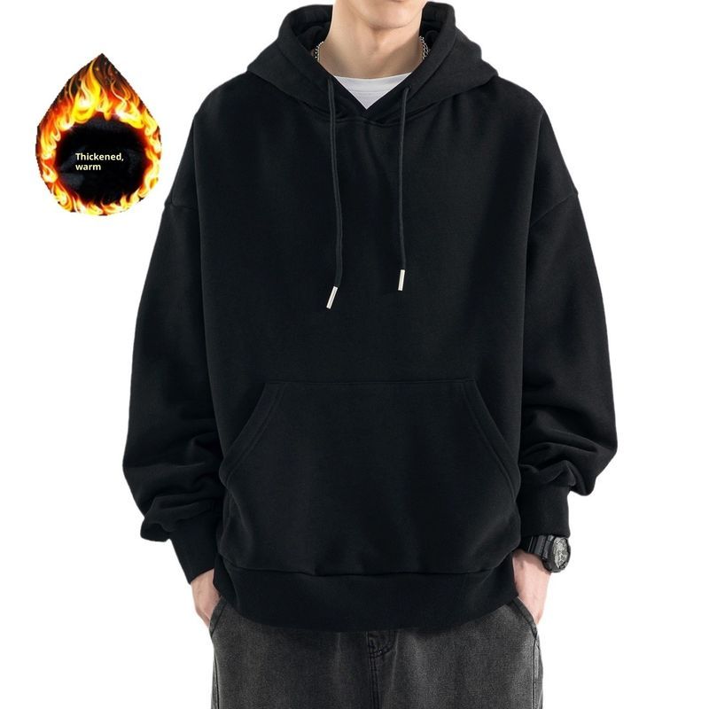 SUIKONE ซุยโคเนะ เสื้อกันหนาวมีฮู้ดสำหรับผู้ชาย สไตล์ละครเกาหลี หนามากและอบอุ่น - รูปที่ 3