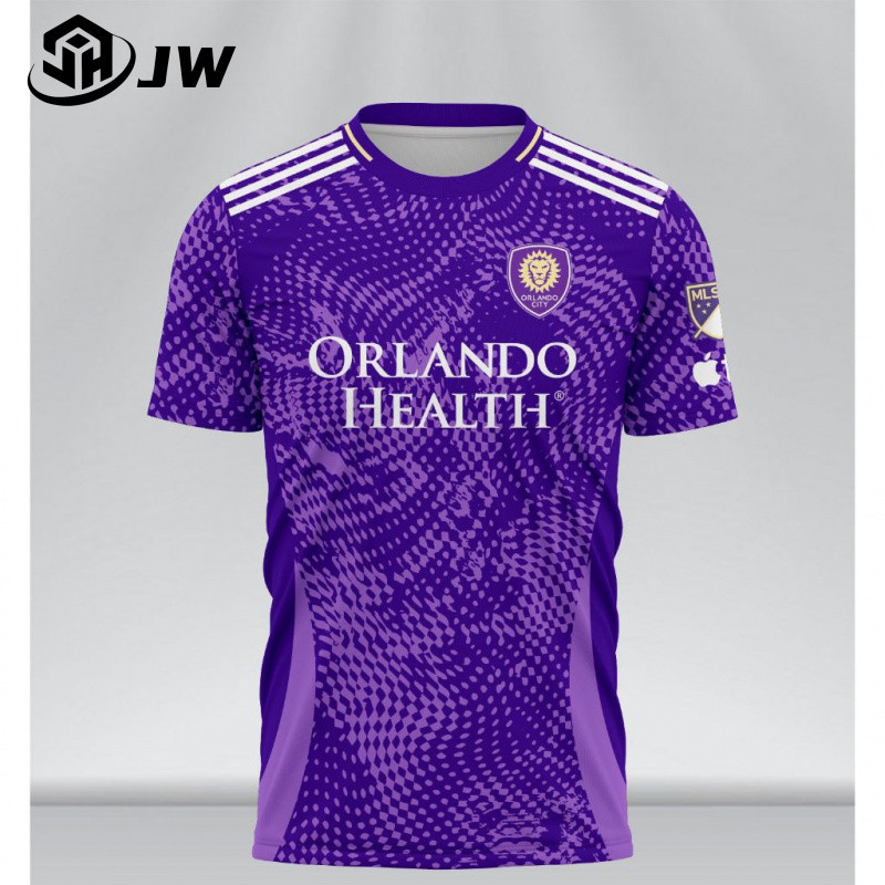 เสื้อ Jersey พิมพ์ลาย 3D Orlando City สีม่วง สำหรับใส่กลางแจ้ง