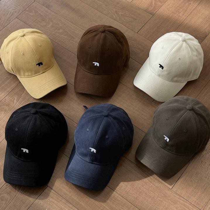Halo studio พร้อมส่ง🔥หมวกเบสบอลสไตล์เกาหลีสตรี การเย็บปักถักร้อยหมีขั้วโลก bear cap