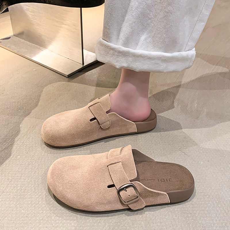 Boken รองเท้าครึ่งรองเท้าแตะผู้หญิง 2025 ฤดูร้อนสไตล์ใหม่สวมใส่ด้านนอก Retro Boken Muller รองเท้า Sl