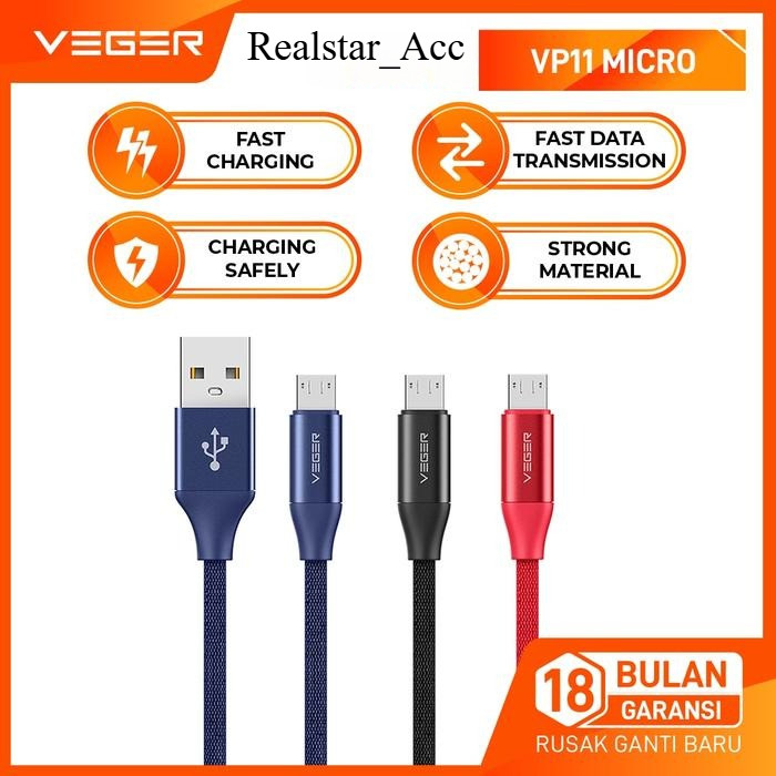 VEGER MICRO VP-11 สายเคเบิลข้อมูล USB ชาร์จเร็ว ผลิตภัณฑ์ดั้งเดิม