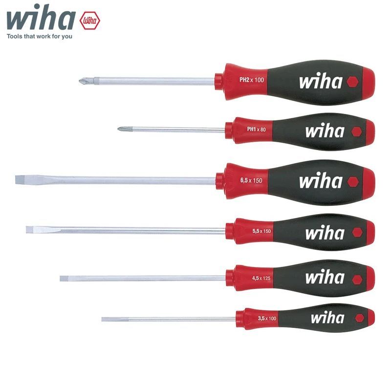 Wiha 07152 SoftFinish Slotted Phillips ไขควงชุด 6 ชิ้น PH1 PH2