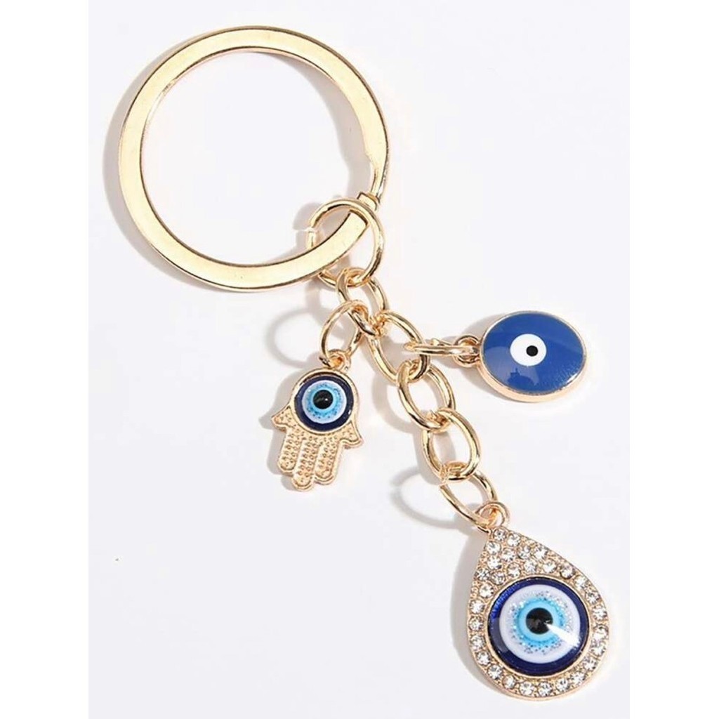 พวงกุญเเจตุรกี เครื่องราง evil eye  clover ใบโชคดี ป้องกันสิ่งไม่ดี h135