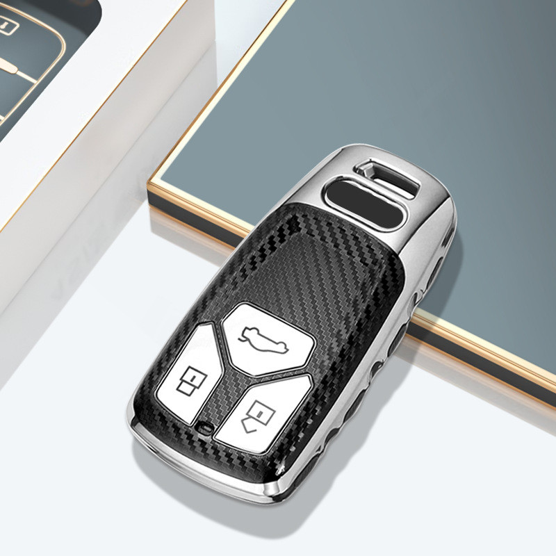 เหมาะสําหรับฝาครอบกุญแจรถ q5la4la5s4q7a7 Shock-Resistant tpu คาร์บอนไฟเบอร์ Key Shell All-In
